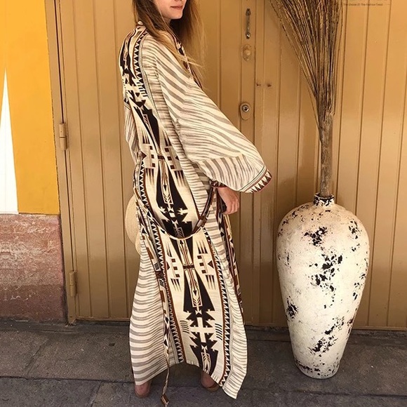 Amangari Aztec Desert Cotton Elegant Kimono Duster - Picture 8 of 9